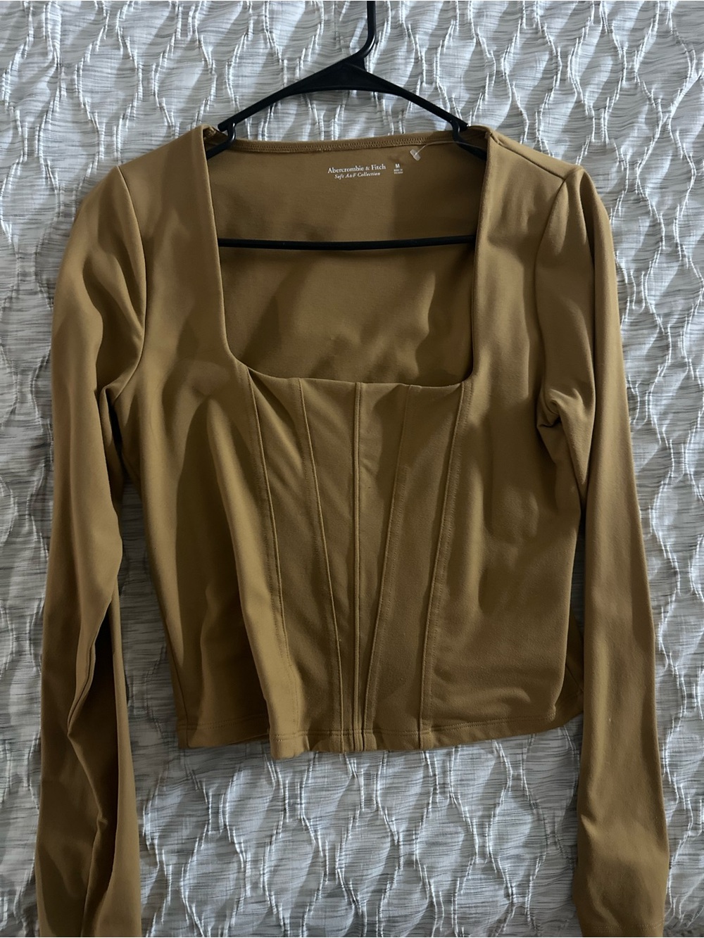 Abercrombie & Fitch Caramel Square Neck Long Sleeve Top